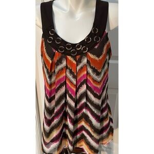 Signature By Larry Levine Sleeveless Tank Blouse Tunic Large Scoop Neck Orange